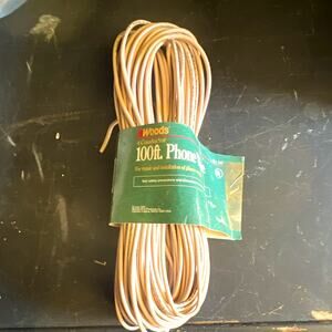 100 ft 4-Conductor Phone Line Cord, Beige Round Cable